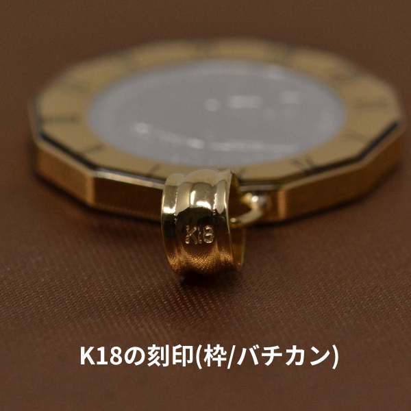 コイン ペンダント トップ 純プラチナ 枠 18金 ローマ数字 クジラ