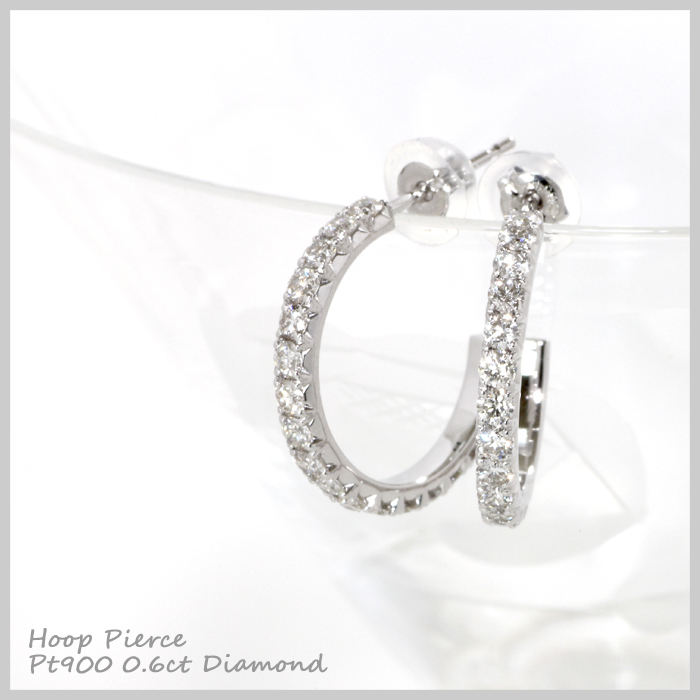 H*6様 プラチナ　pt900　フープ　ピアス　ブルー　ダイヤモンド　ダイヤ ダイヤモンド ピアス プラチナ 0.6ct フープピアス ダイヤピアス Pt900