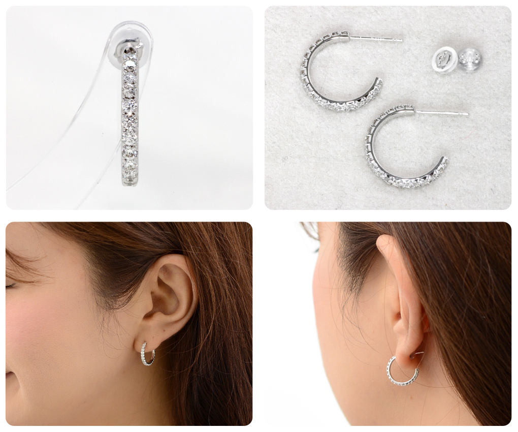ダイヤモンド ピアス プラチナ 0.6ct フープピアス ダイヤピアス Pt900