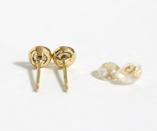 4℃ K18 YG ダイヤモンド ピアス イエローゴールド 一粒 スクエア j-ladia_yl-kd52802-a