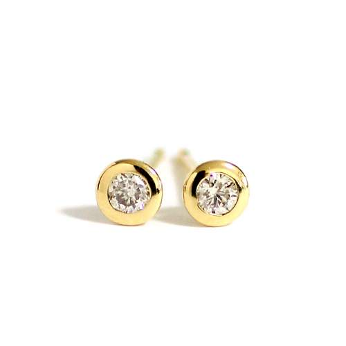K18 ダイヤモンドピアス 計0.35ct 一粒 フクリン ベゼル 楽天市場