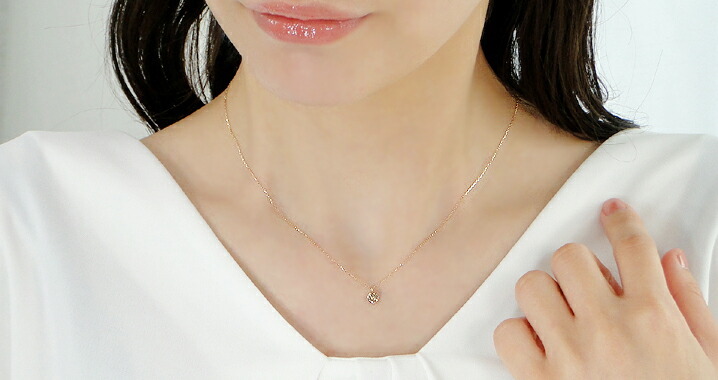ブラウン ダイヤモンド ネックレス K18PG 0.20ct 覆輪 一粒 18