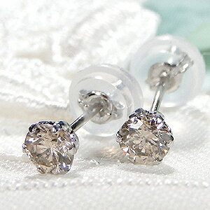 商品画像4 Pt900 0.40ct ブラウンダイヤモンド 一粒 スタッドピアス Ｗロックキャッチ付