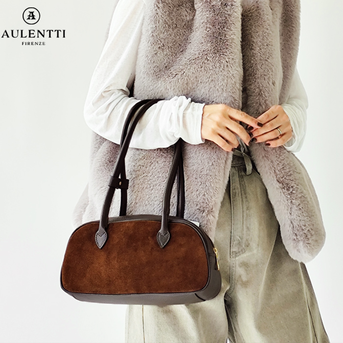 m*p様 新品未使用　AULENTTI オウレンティ スエード ミニボストンバッ AULENTTI（オウレンティ） ハンドバッグ レディース スエード レザー
