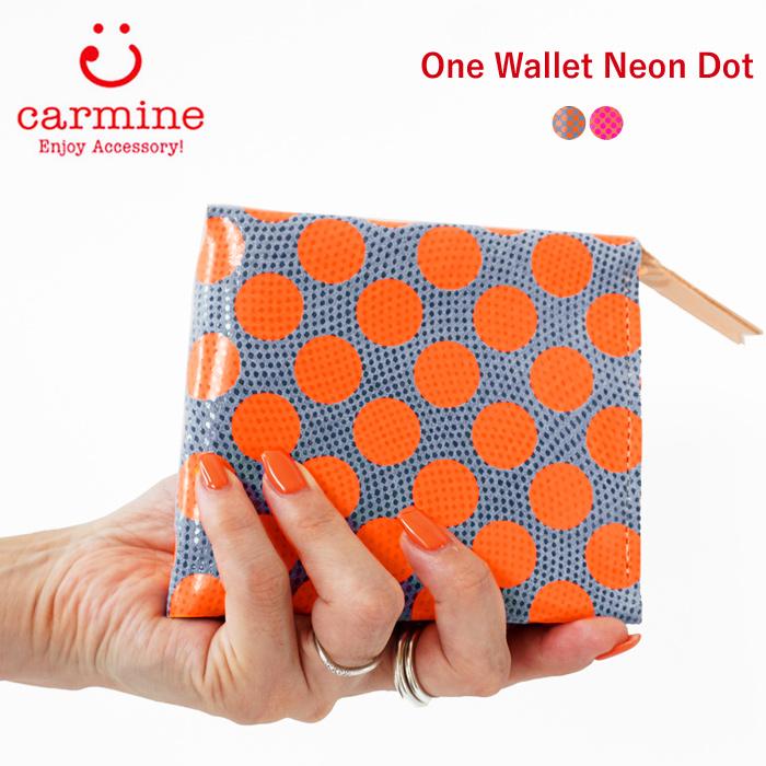 カーマイン 財布 レディース carmine One Wallet Neon Dot ワンウォレット ネオンドット 二つ折り ミニ財布 コンパクト レザー 本革 ONENDT (ネコポス対象商品)