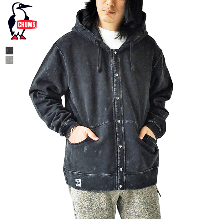 古着 CHUMS チャムス スウェット カーディガン 墨黒 黒 フェード