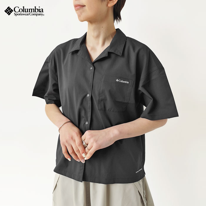 コロンビア 半袖シャツ レディース COLUMBIA PL0680 ブラック 黒 カーキグリーン トップス ウェア ウエア 開襟 半袖 シャツ 吸湿速乾 UPF50 UVカット UVケア Columbia コロンビア 半袖シャツ レディース COLUMBIA PL0680