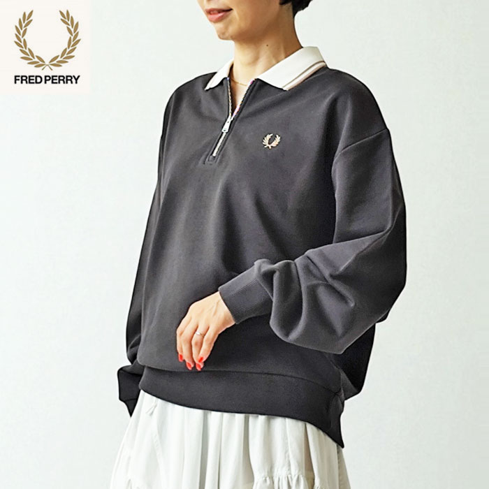 希少✨️FRED PERRY　ポロシャツ Lsize　ハーフジップ　黒 FRED PERRY（フレッドペリー） スウェット ハーフジップスウェット