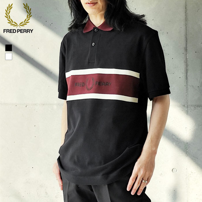 未使用　FRED PERRY フレッドペリー ポロシャツ 黒　刺繍　38 美品】FRED PERRYフレッドペリー ポロシャツ 半袖 刺繍ロゴ夏物黒s