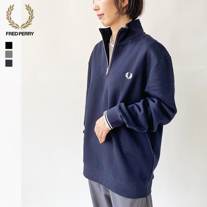 フレッドペリー FRED PERRY ジップネック カラースウェット
