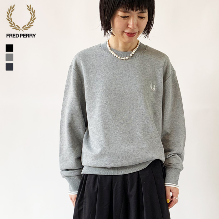 フレッドペリー スウェット トレーナー レディース メンズ FRED PERRY M7535 クルーネック 長袖 スウェットシャツ ワンポイント  裏パイル (クーポン対象外)