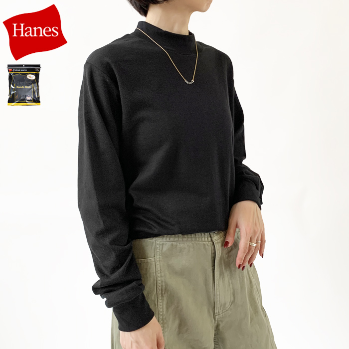 Hanes ヘインズ ロンT スエード ニット ハイネック ロング
