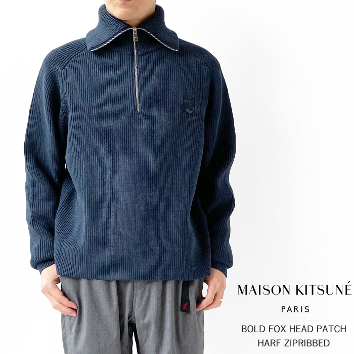 メゾンキツネ リブニット セーター メンズ MAISON KITSUNE ボールド フォックスヘッド...