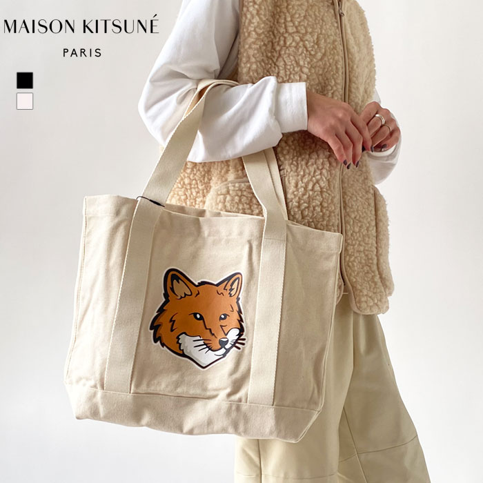 メゾンキツネ トートバッグ MAISON KITSUNE フォックスヘッド トート LW05101WW0050 プリント キャンバス エコバッグ  折り畳みエコバッグ