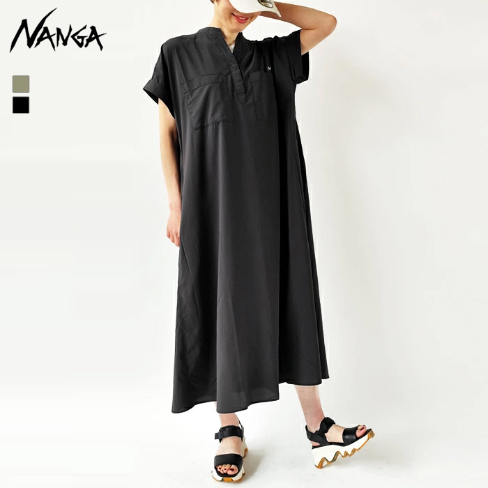 ナンガ NANGA ワンピース EXCURSION DRESS エクスカーションドレス レディース 半袖 マキシ丈 Aライン パッカブル N2501-1N408B NA25S1N408 (ネコポス対象)の画像