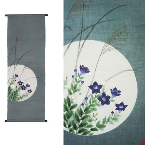 京都洛柿庵 手描きタペストリー 桔梗 45×130cm タペストリー 手染め