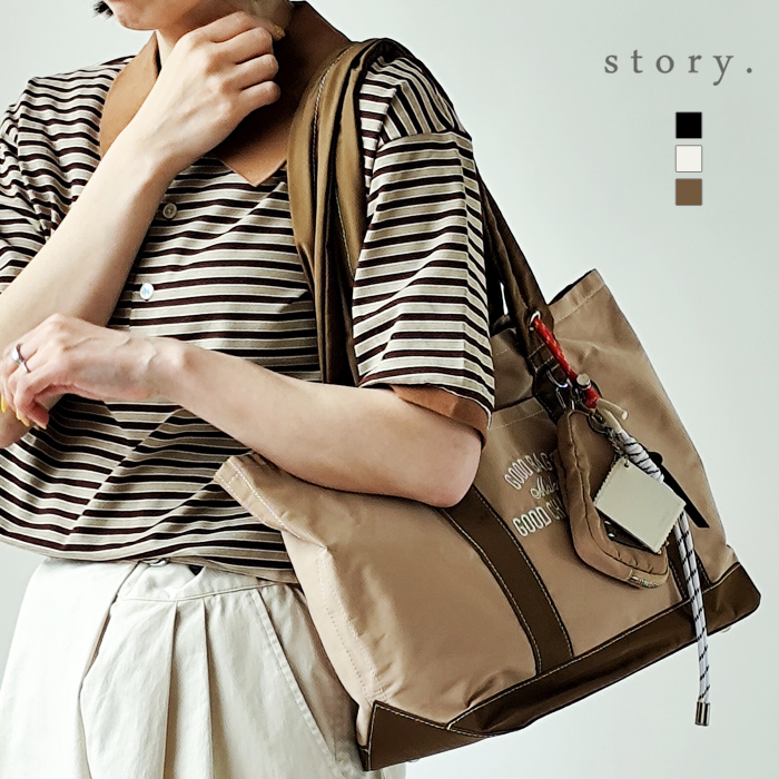ストーリー story. トート バッグ PL GOOD CHARACTER TOTE L トートバッグ レディース ギャザーハンドル 2Way ショルダー キーチャーム 3A-1858-4の画像
