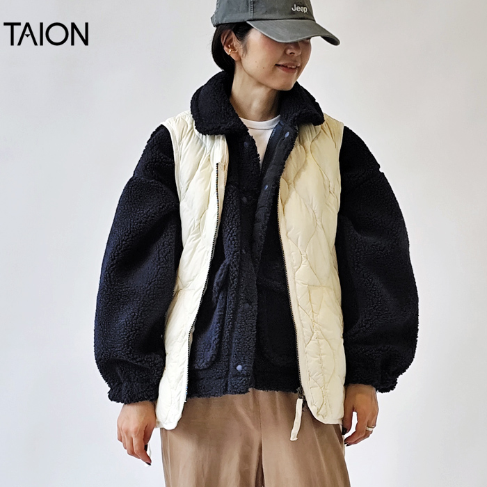 TAION（タイオン） インナー ダウン ベスト ジレ ミリタリー Vネック W