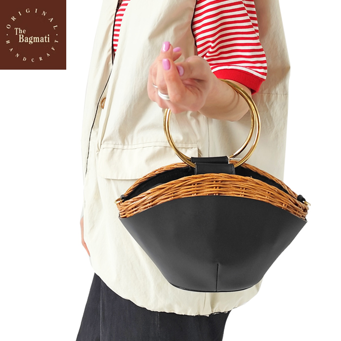 最終値下げ　anuans 【BAGMATI】リングハンドルラタンバッグ　ブラック nv0814-02_2.jpg?thum=166&
