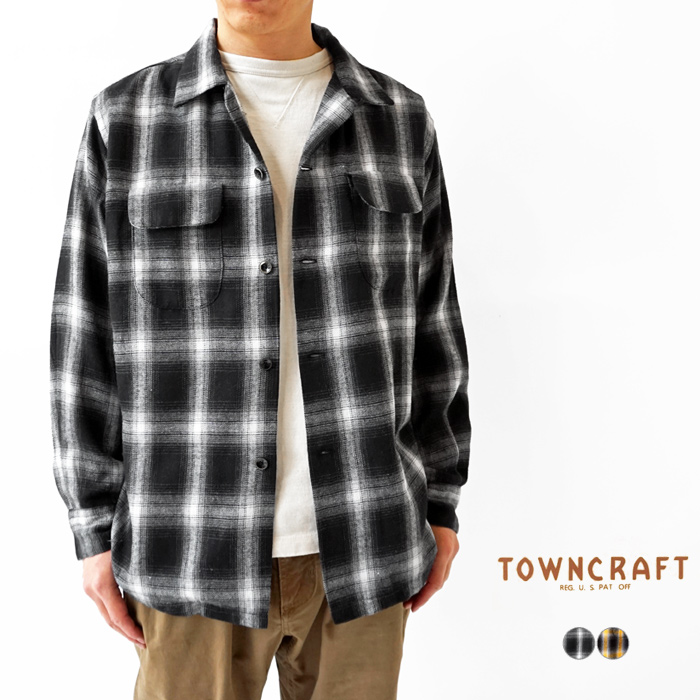 タウンクラフト オンブレ チェック シャツ メンズ TOWNCRAFT W-flap 50s Roop Coller Shirt TC23F00600  ≪★返品交換対象外≫