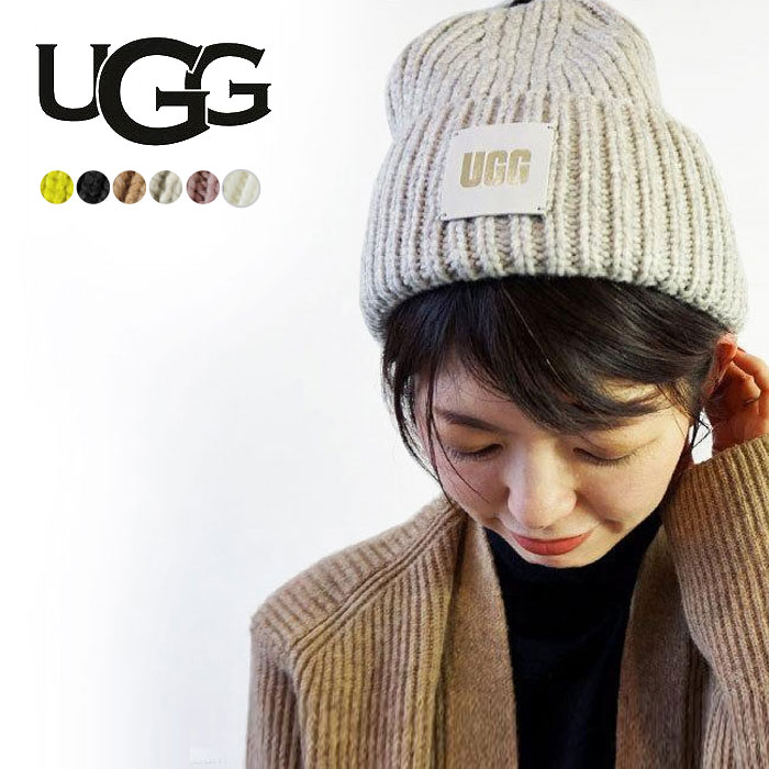 アグ ニットキャップ レディース UGG W CHUNKY RIB BEANIE W LOGO