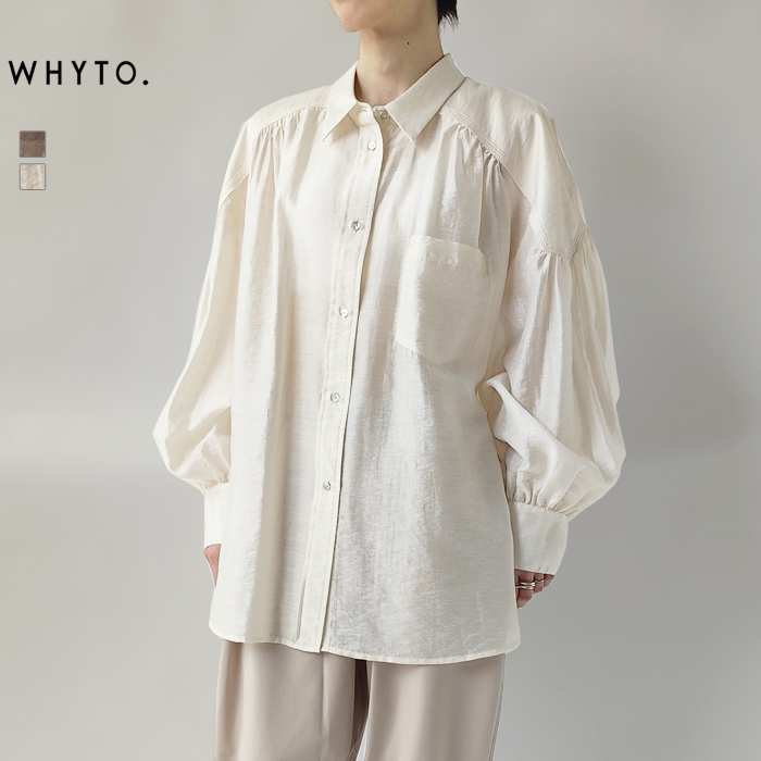 WHYTO ホワイト ブラウス レディース WHYTO. SHEER VOLUME