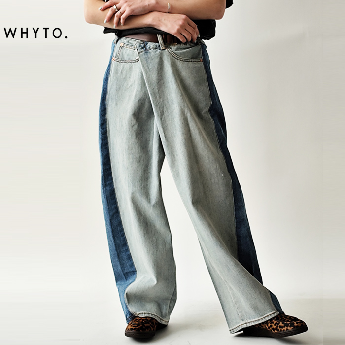WHYTO（ホワイト） WHYTO. デニム パンツ asymmetry tuck denim 