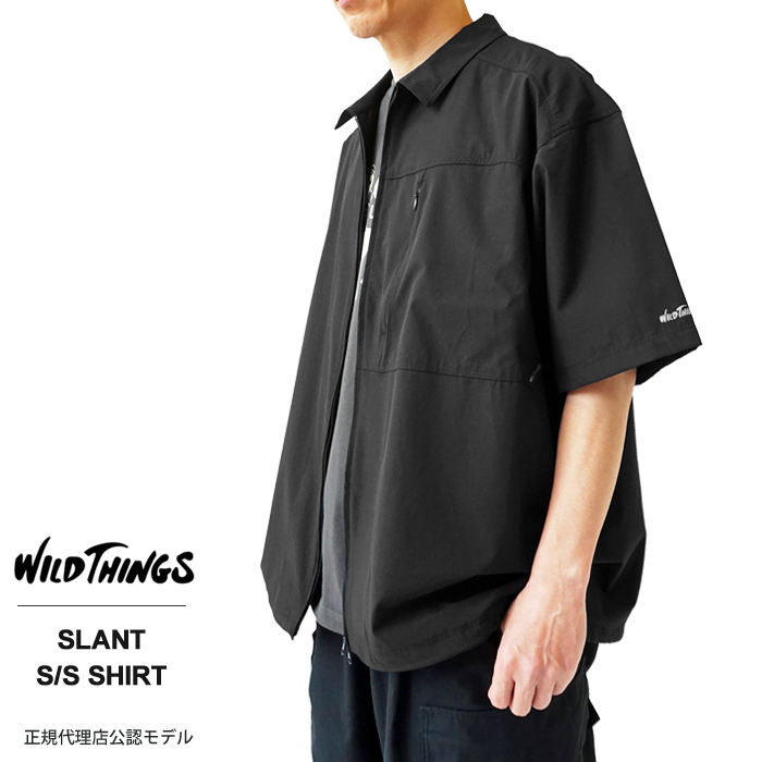 ワイルドシングス シャツ メンズ WILD THINGS SLANT S/S SHIRT スラントS/Sシャツ 半袖 ナイロン 軽量 ストレッチ ダブルジップ シャツジャケット WT24029AD｜j-piaplus｜02