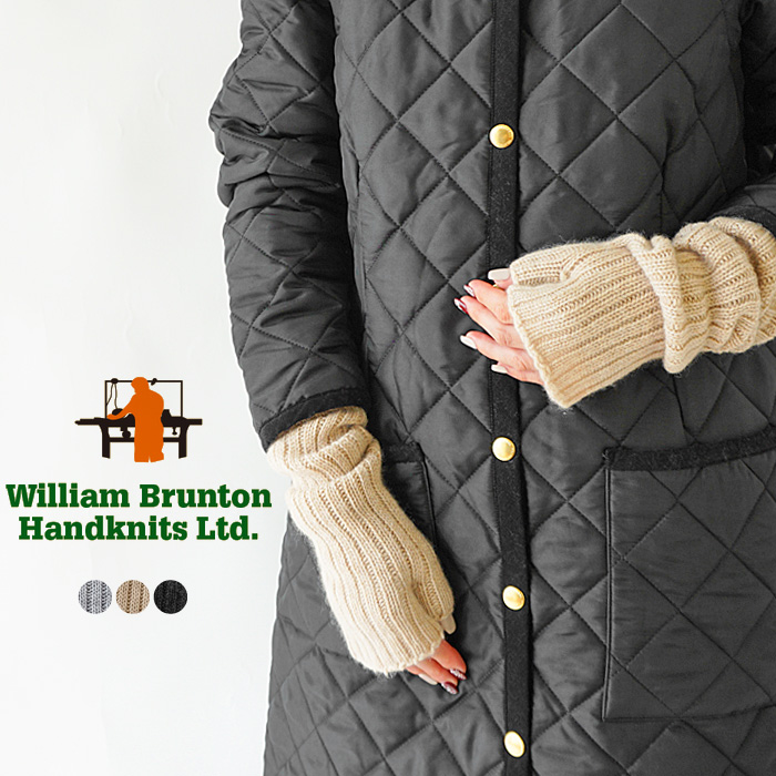 WILLIAM BRUNTON ウィリアム ブラントン アームウォーマー カシミア 100% ロング ニット グローブ カシミヤ リブ 英国製 ...