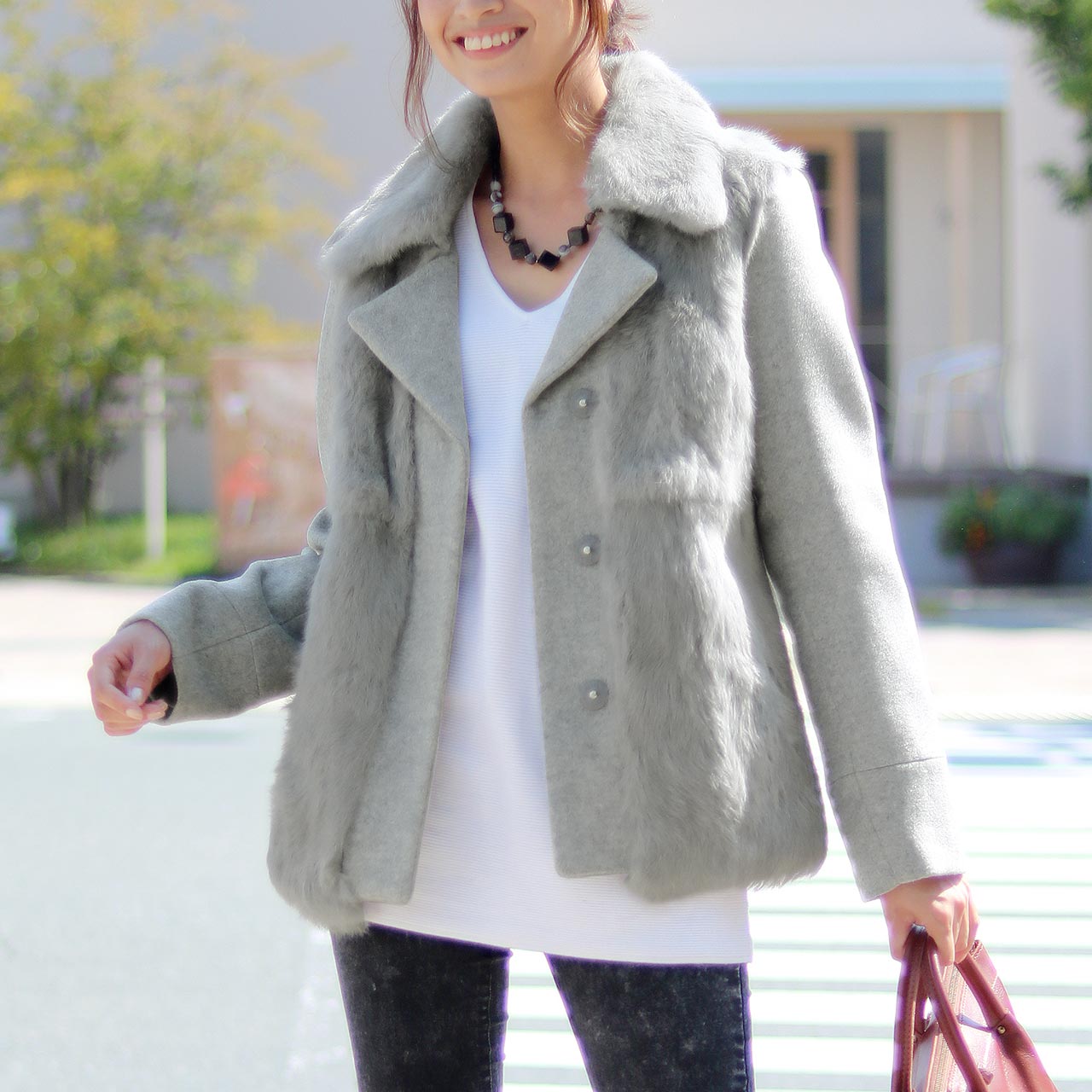 sankyo shokai（三京商会） ラビットファー付ジャケット レディース