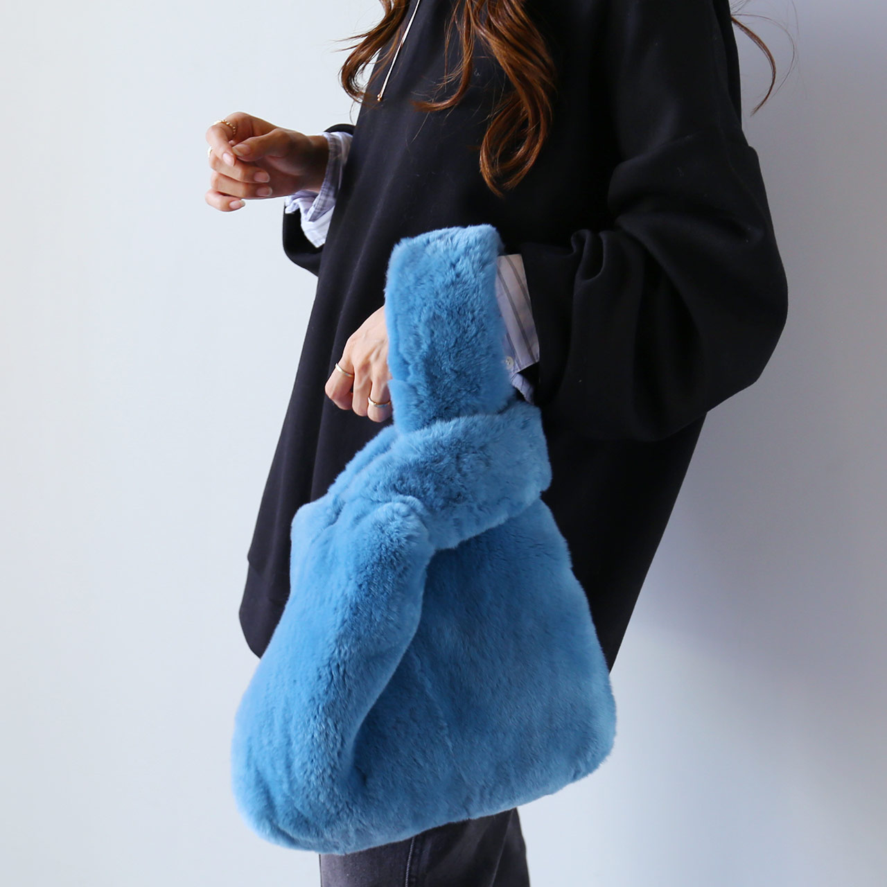 ファー ハンドバッグ 水色 sankyo shokai（三京商会） [10%offクーポン発行中]レッキス ファー