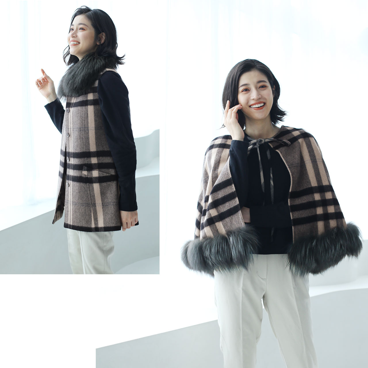 新品未使用カシミヤケープコート 30％OFF】【会員割引適用無し】【Merfirge】カシミヤ & ウール