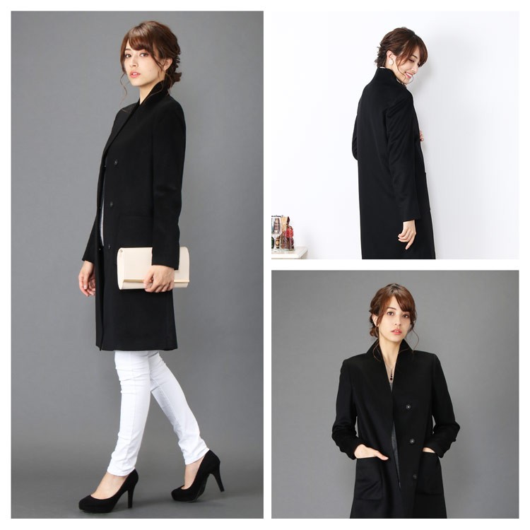 カシミヤコート レディース 100％ ロング コート Vネック ノーカラー 冠婚葬祭 フォーマル Filomo(02000204r) Filomo（フィローモ） [10%offクーポン]カシミヤコート レディース 100