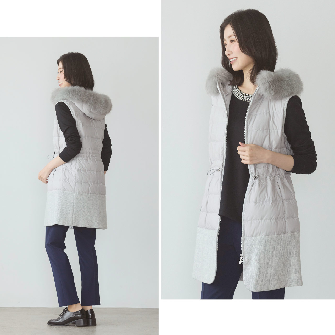 美品♡マッキントッシュロンドン 3way フォックスファー ダウンベスト 38 Filomo（フィローモ） ライナー 付き コート 3way ダウンベスト