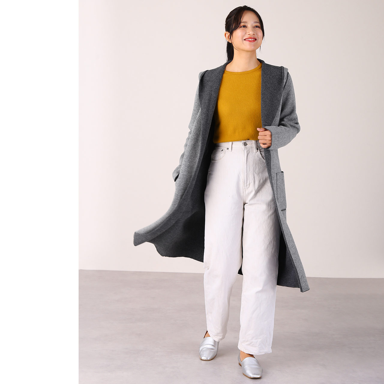 Filomo カシミヤ 混 ニット コート フード 付き リバーシブル Filomo カシミヤ 混 ニット コート フード 付き リバーシブル