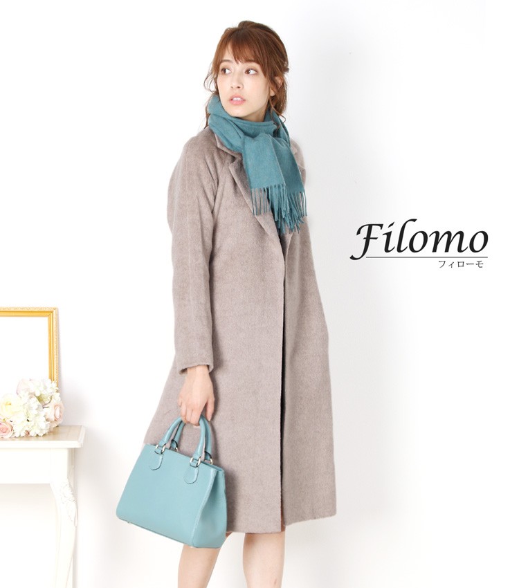 Filomo/フィローモ アルパカ ウール 混 コート ロング ラップ 式