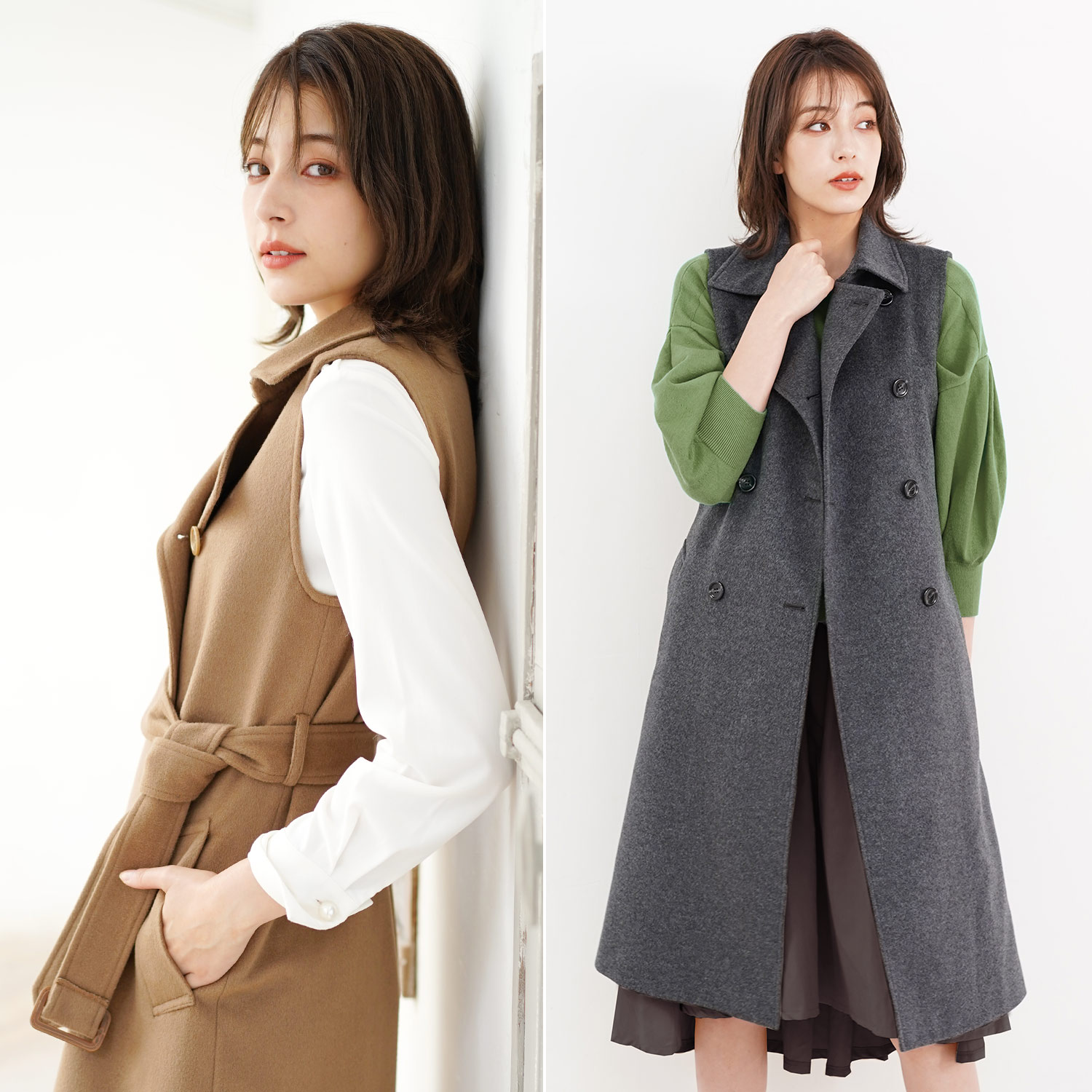 Filomo ロングベスト レディース 秋 冬 厚手 前開き カシミヤ