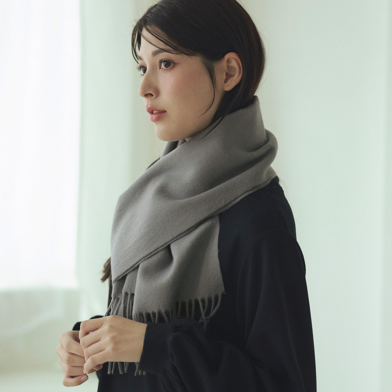 Filomo（フィローモ） カシミヤ ブレンド マフラー チェック 無地