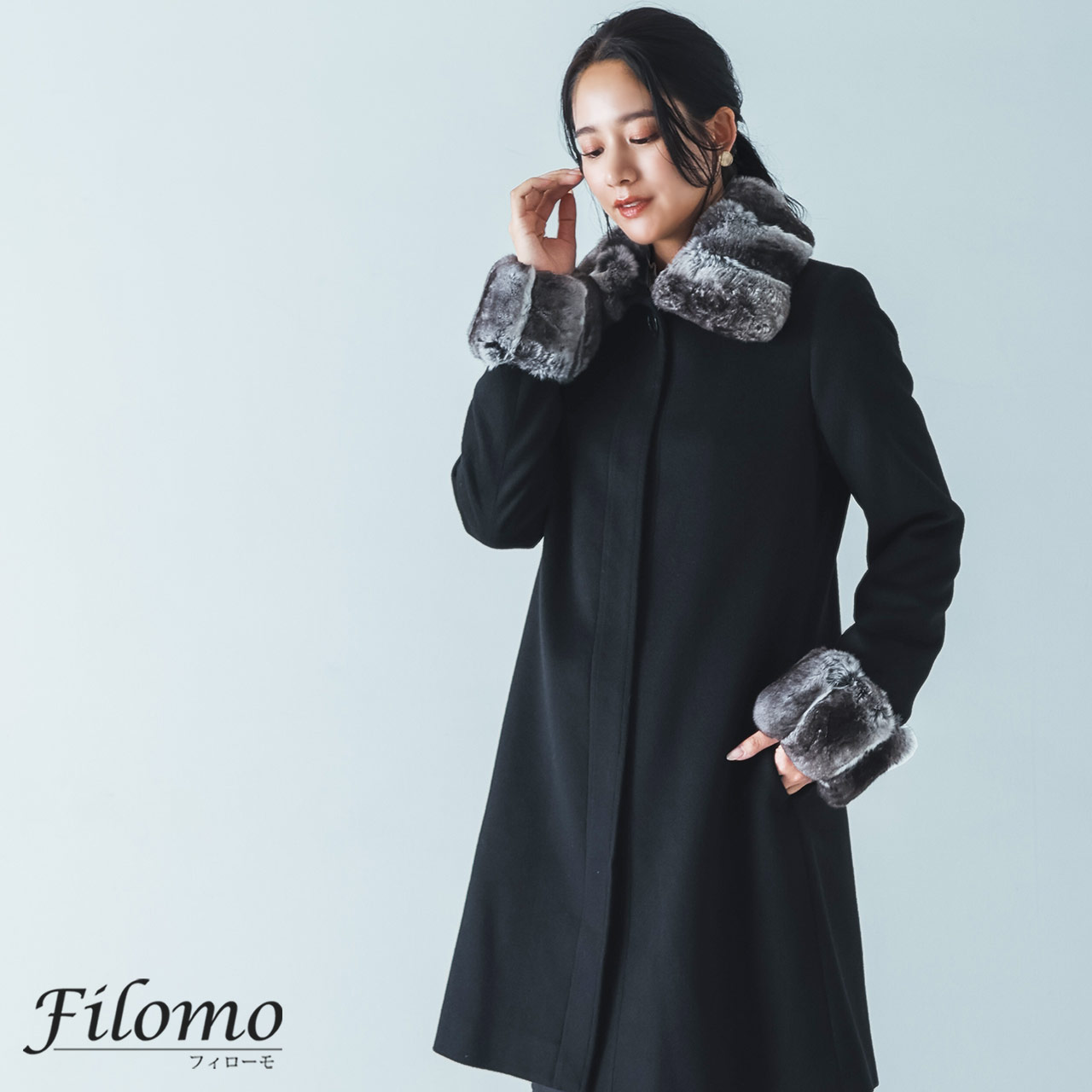 カシミヤ100% チンチラトリムコート レディース Filomo (02000324r) : 02000324r : sankyo  shokai-三京商会 - 通販 - Yahoo!ショッピング