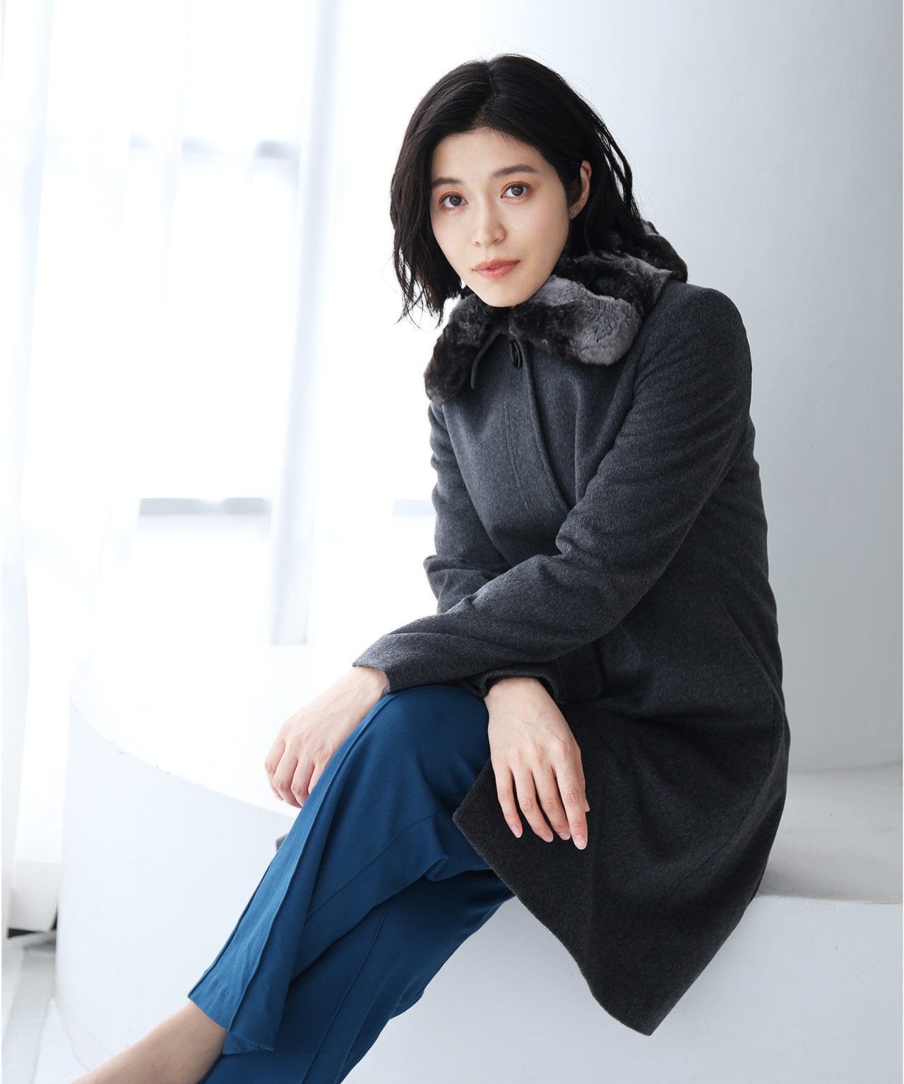 Filomo カシミヤ100% チンチラトリムコート レディース (02000324r