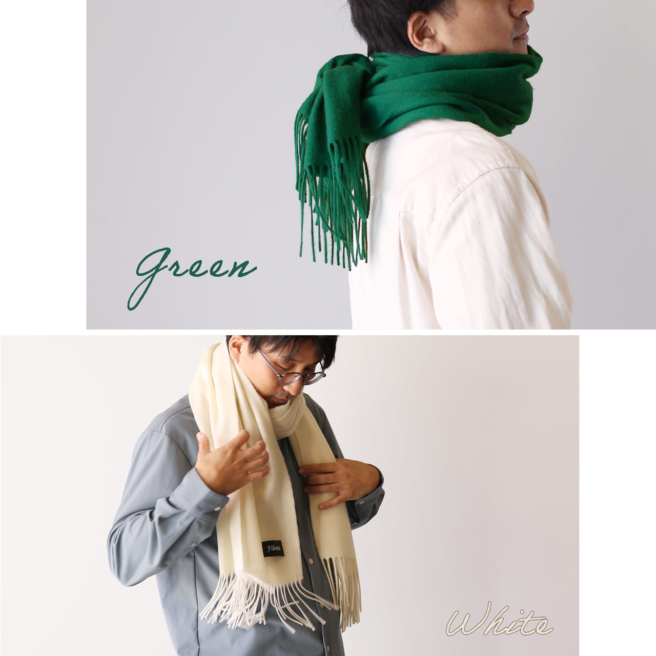 Filomo ストール マフラー メンズ カシミヤ ブレンド チェック