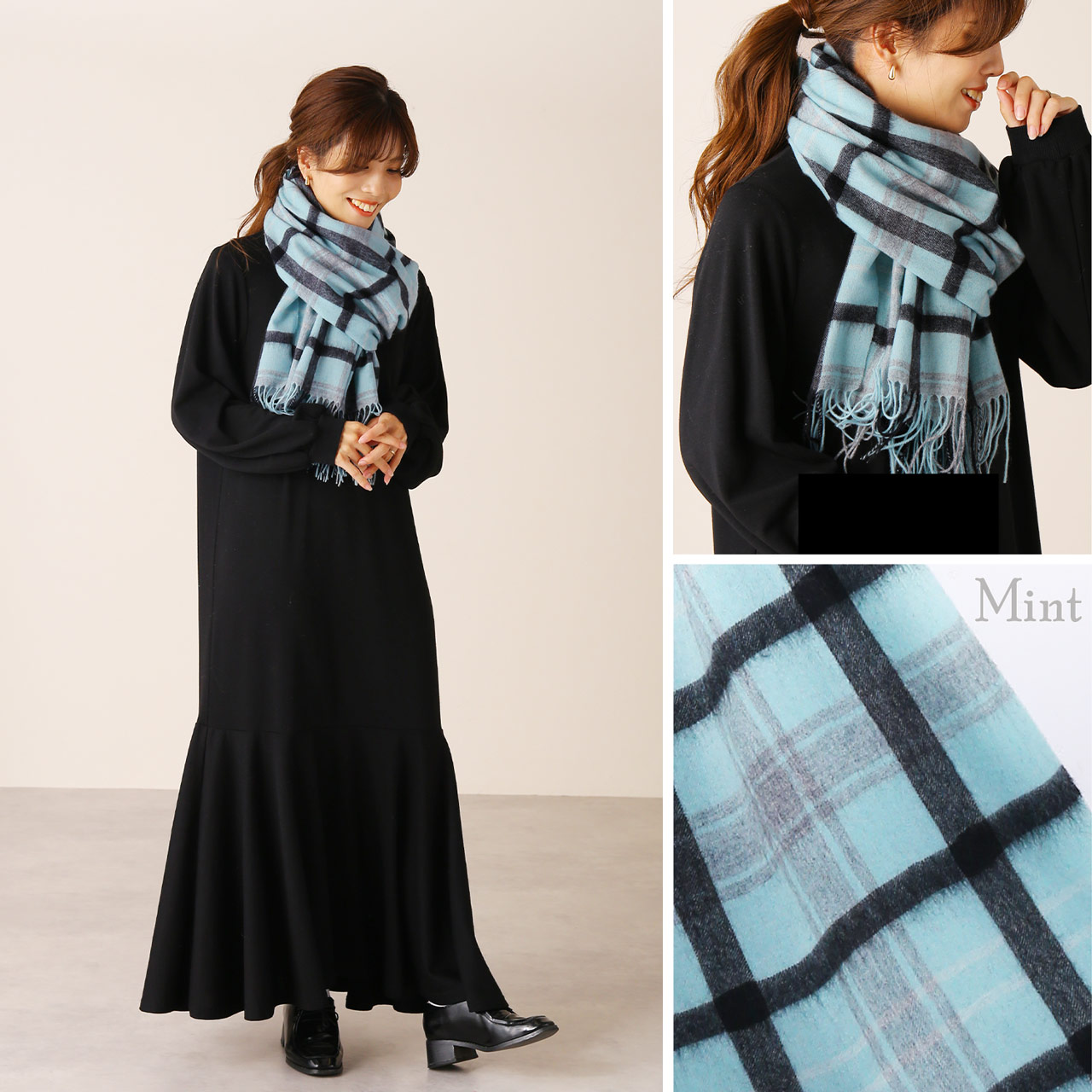カシミヤ100%チェック大判ストール sankyo shokai [10%OFFクーポン]カシミヤ 100% チェック 大判