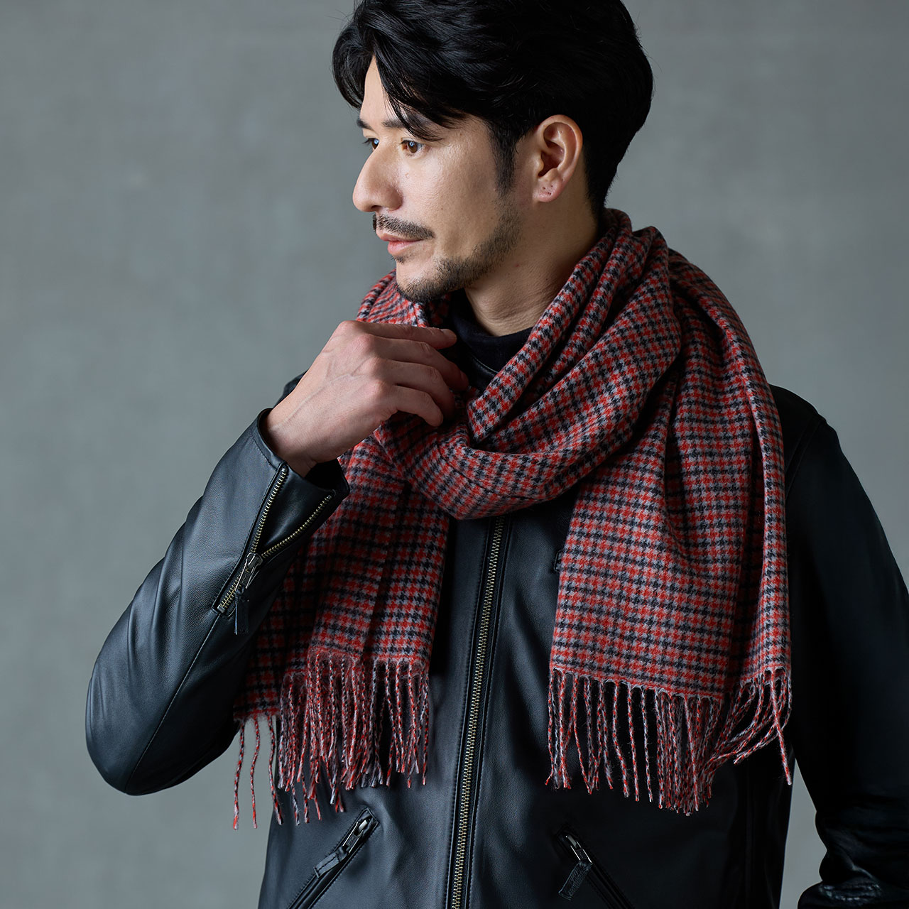 【新品タグ付き・未開封】カシミヤストール　ブラウン sankyo shokai（三京商会） カシミヤ 100% チェック ストール メンズ