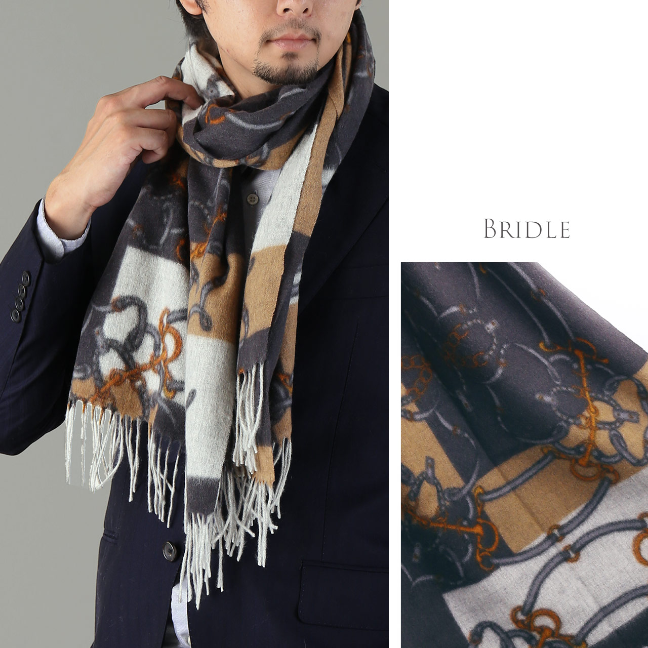 sankyo shokai（三京商会） カシミヤ 100% チェック ストール メンズ