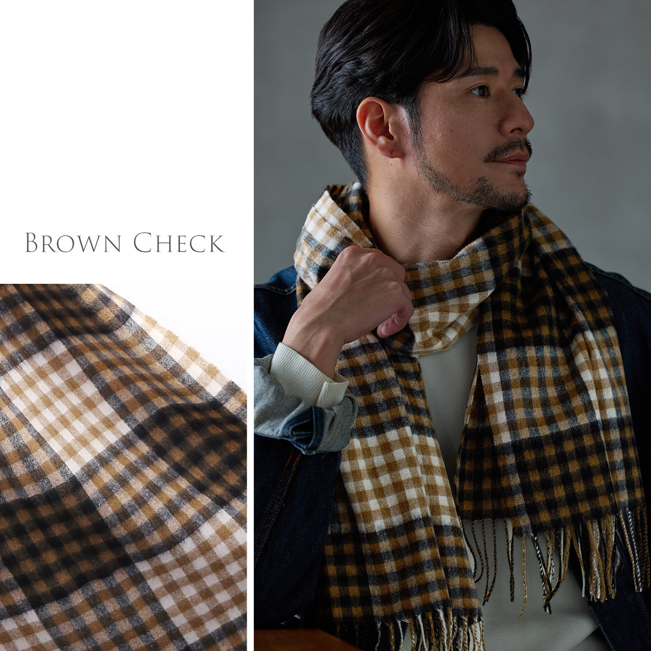 sankyo shokai（三京商会） カシミヤ 100% チェック ストール メンズ