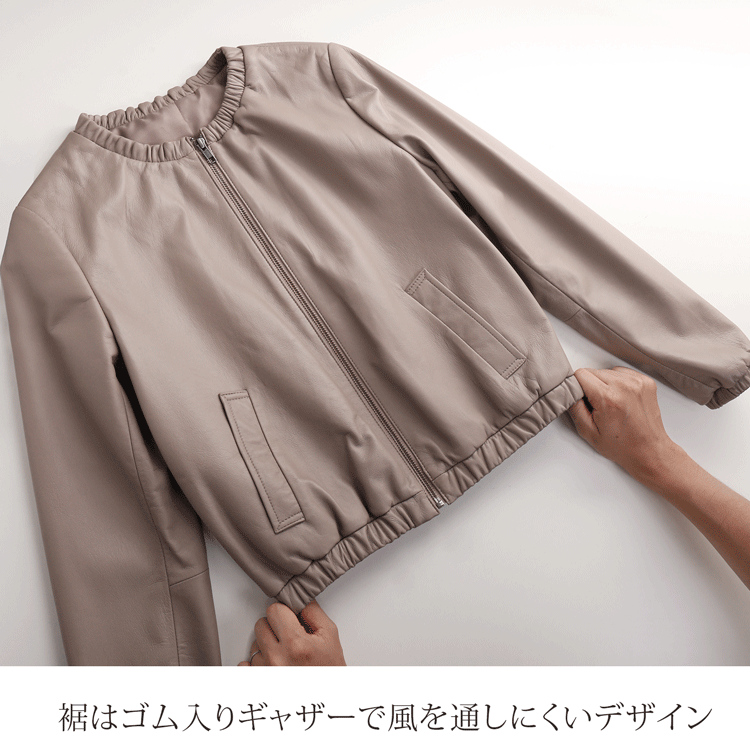 ラムレザージャケット 裏は花柄 ノーカラー 羊革 レディース 大きいサイズ 44 Amazon | ノーカラー レザージャケット レディース 革