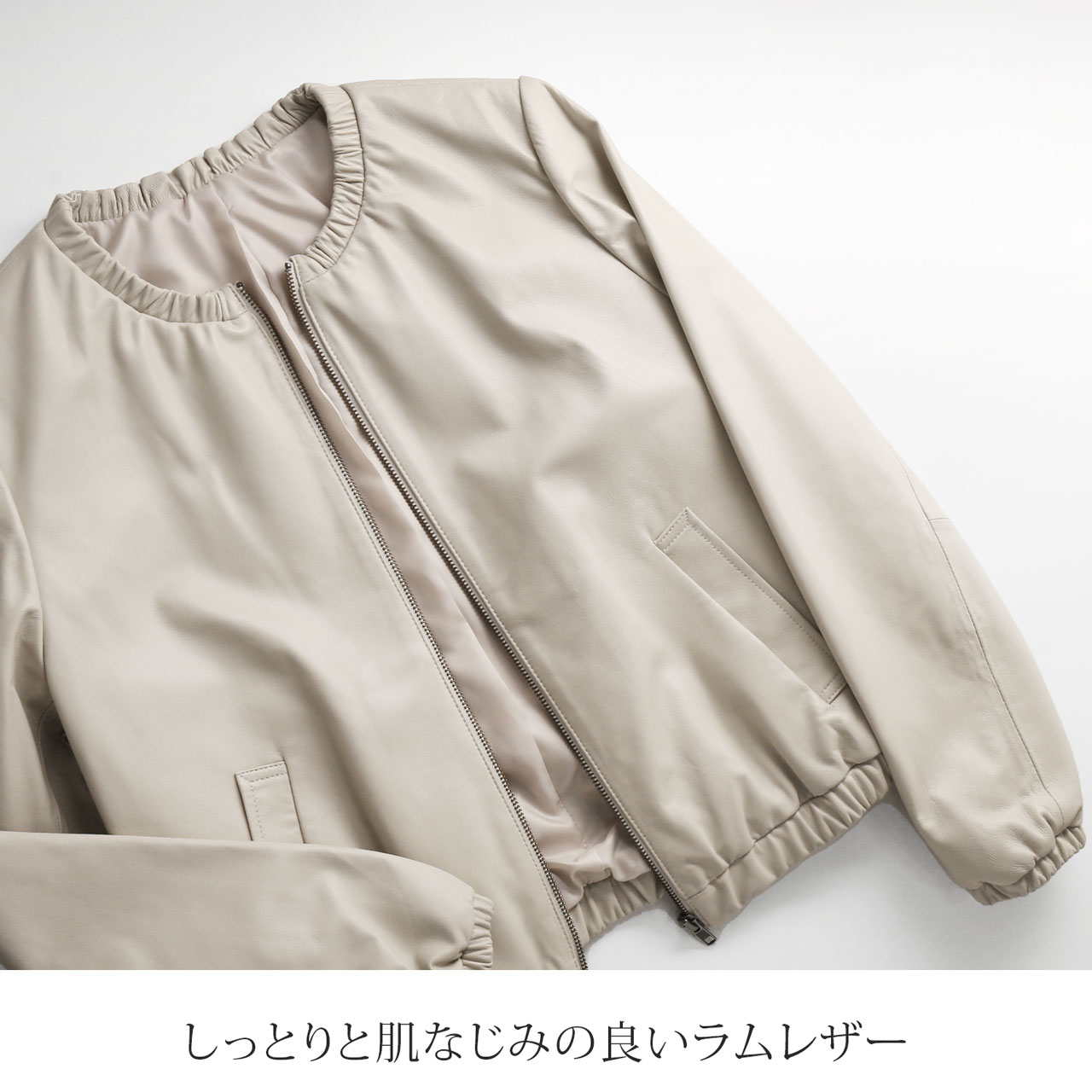 sankyo shokai ラムレザー ジャケット レディース ノーカラー
