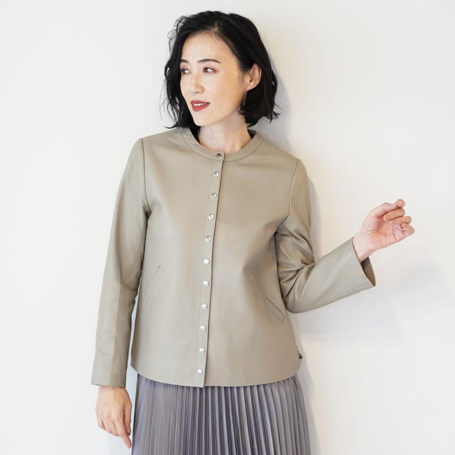 レザージャケット レディース ノーカラー Filomo ブランド ブラック グレージュ 黒 秋 冬 本革 r 日本最大のブランド レザージャケット レディース ノーカラー Filomo ブランド ブラック グレージュ 黒 秋 冬 本革 r 日本最大のブランド