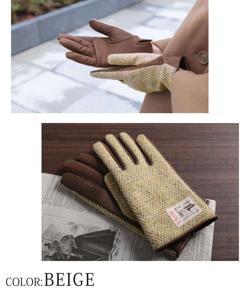 AVOCA ツイード 手袋 グローブ レディース AVOCA [5%offクーポン]AVOCA ツイード 手袋 グローブ レディース