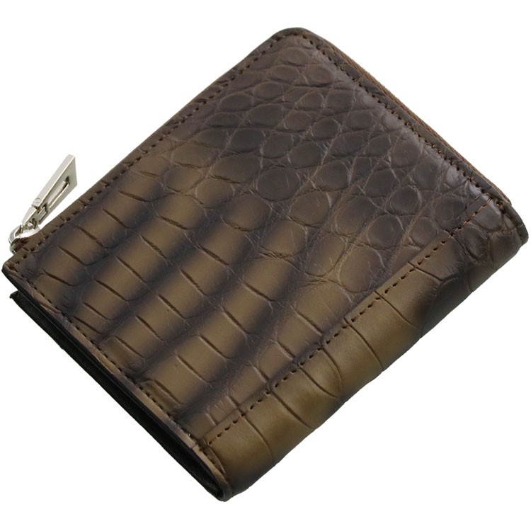 sankyo shokai（三京商会） コンパクト 財布 クロコダイル マット L字